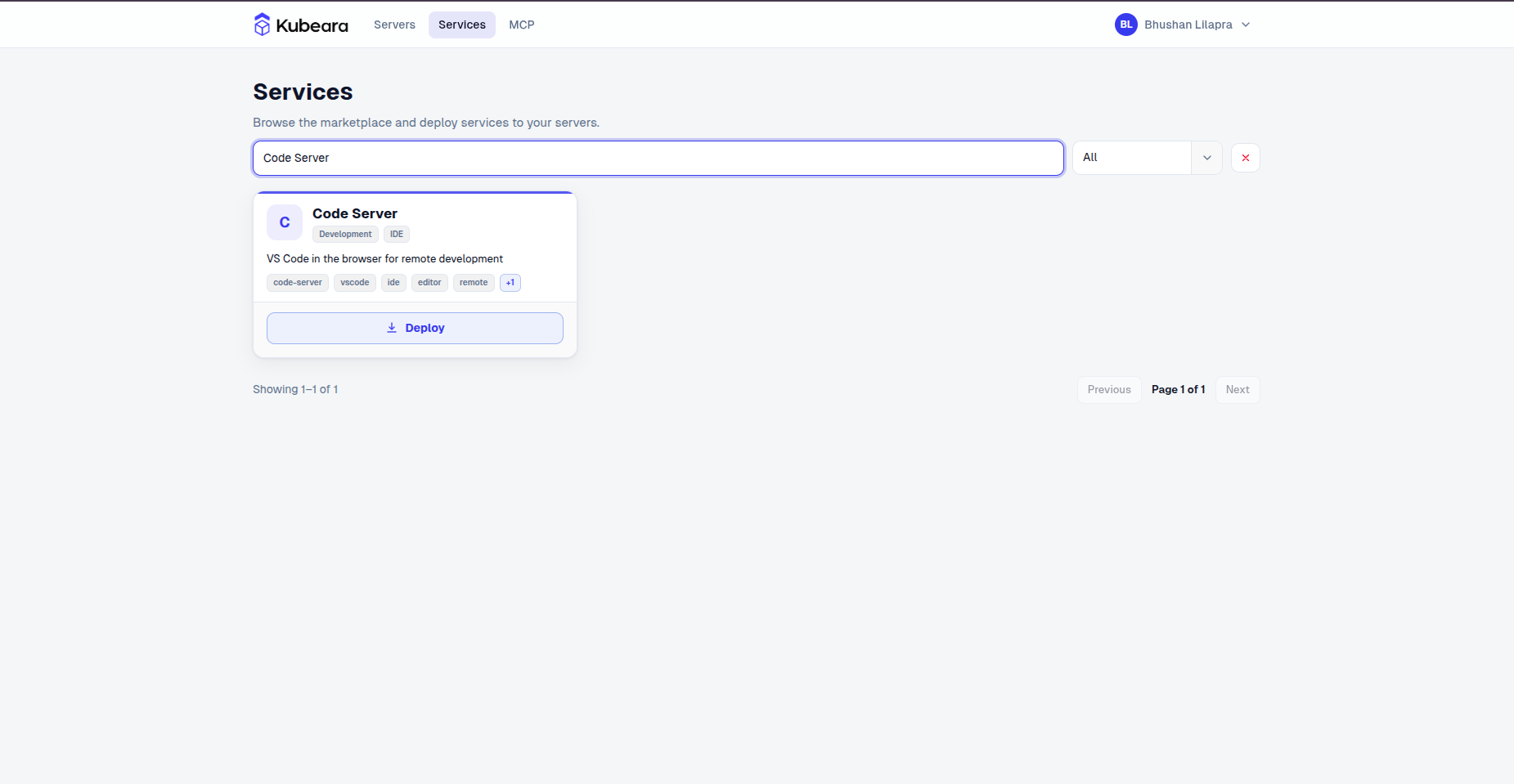 Code Server auf Kubeara