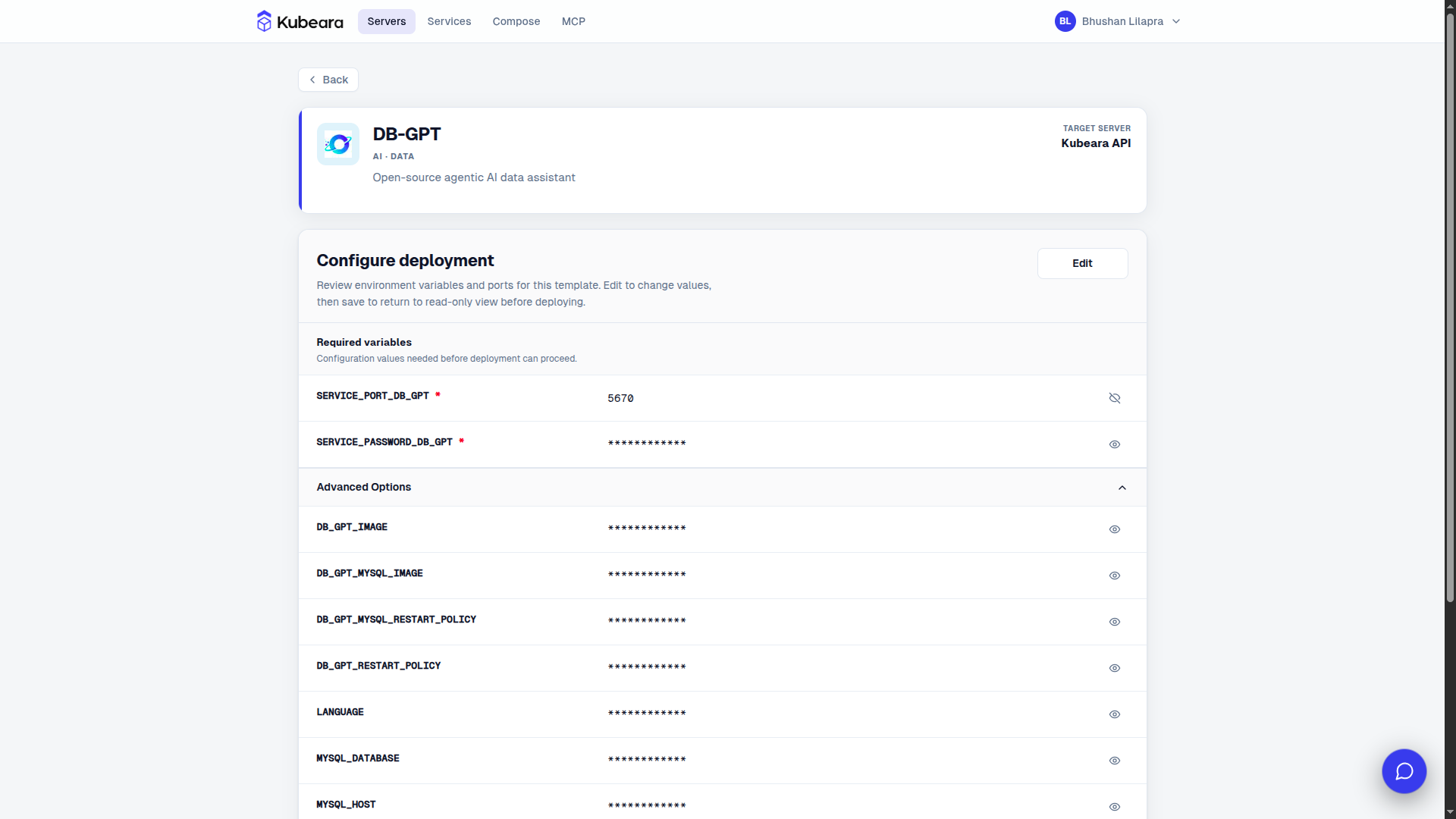 DB-GPT environment configuration on Kubeara