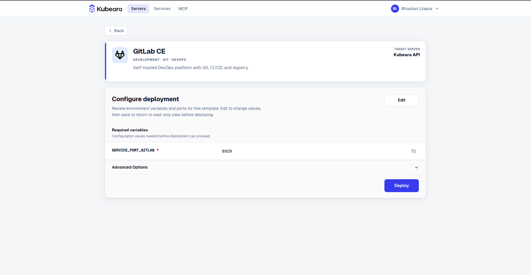 GitLab CE auf Kubeara bereitgestellt