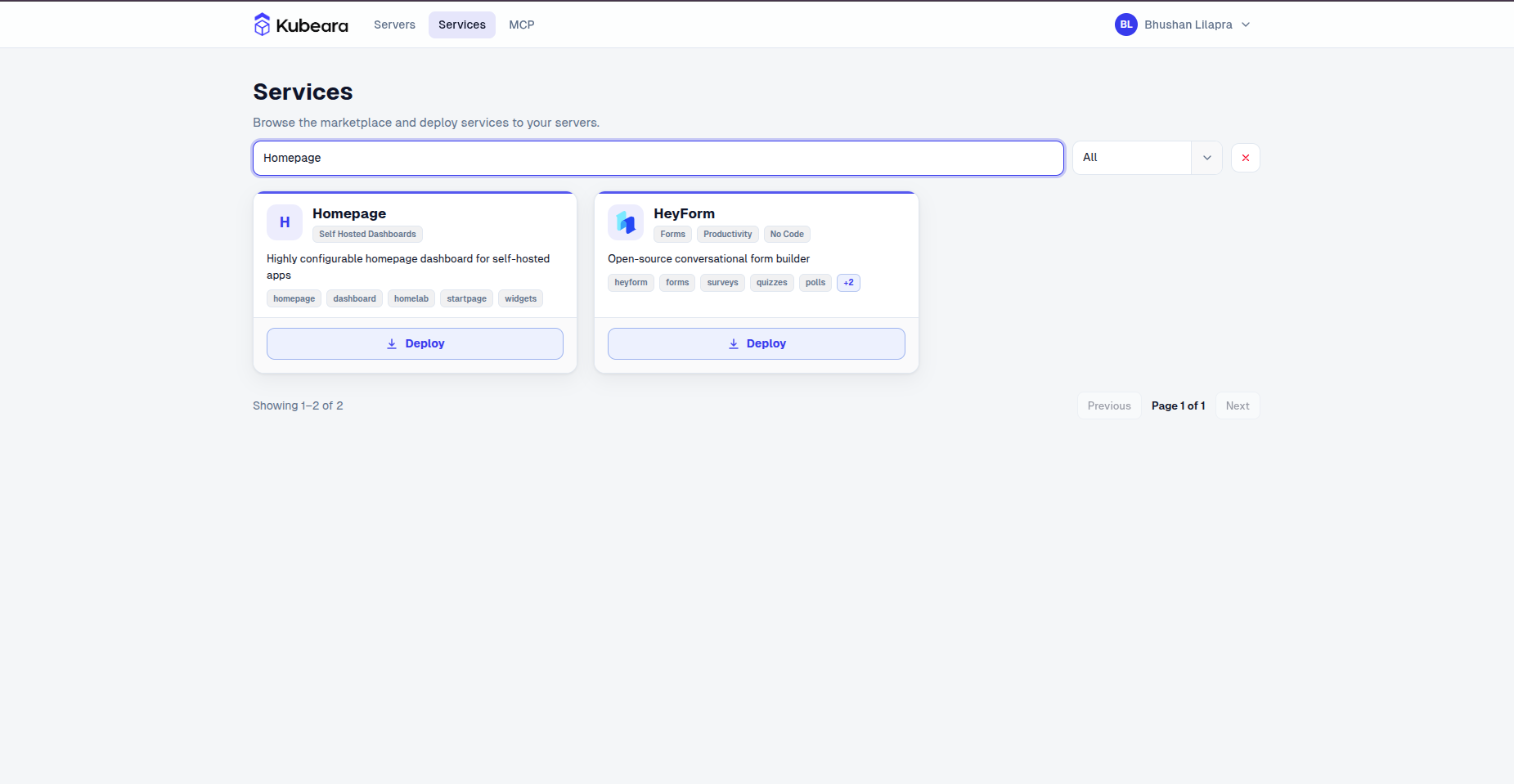 Homepage auf Kubeara