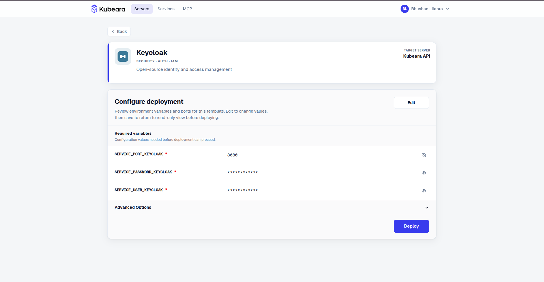 Keycloak auf Kubeara bereitgestellt