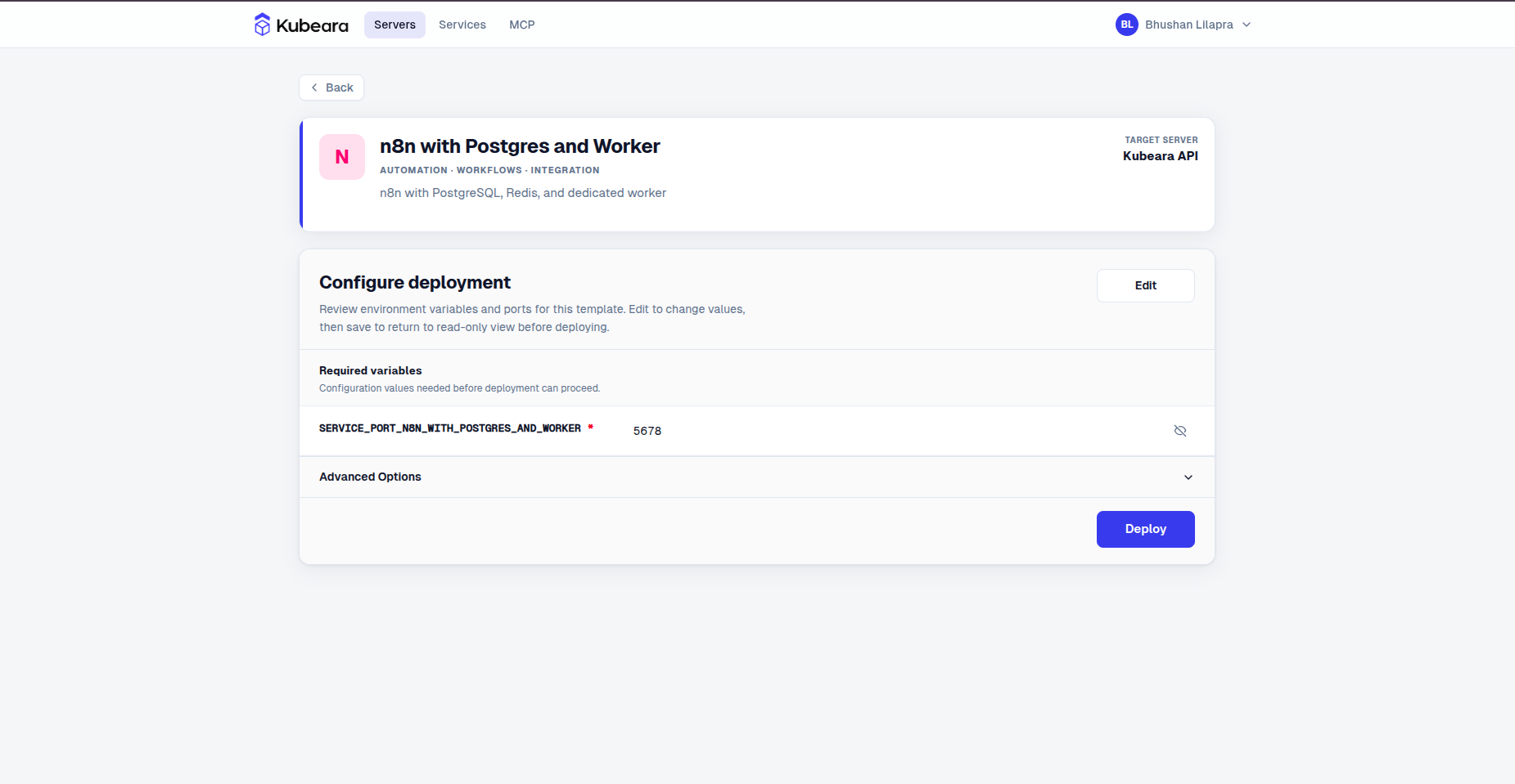 n8n with Postgres and Worker auf Kubeara bereitgestellt