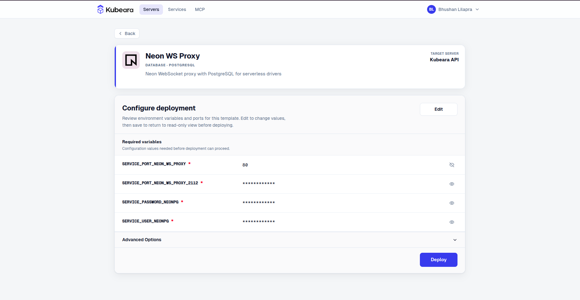 Neon WS Proxy auf Kubeara bereitgestellt