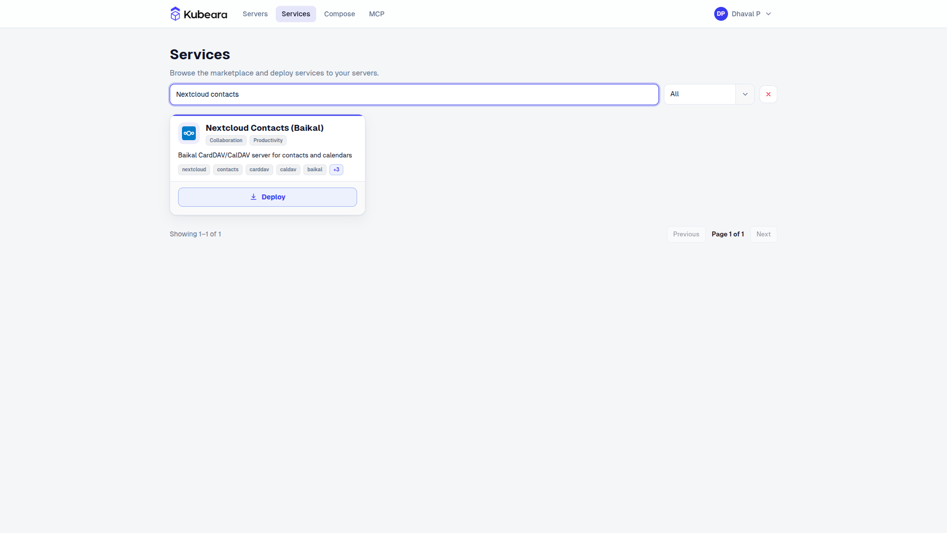 Nextcloud Contacts (Baikal) on Kubeara