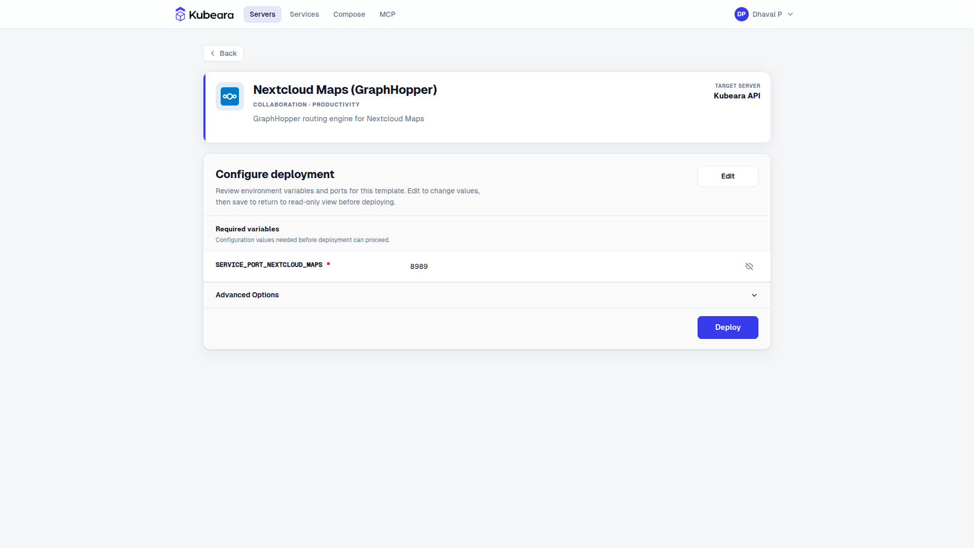 Nextcloud Maps (GraphHopper) environment configuration on Kubeara