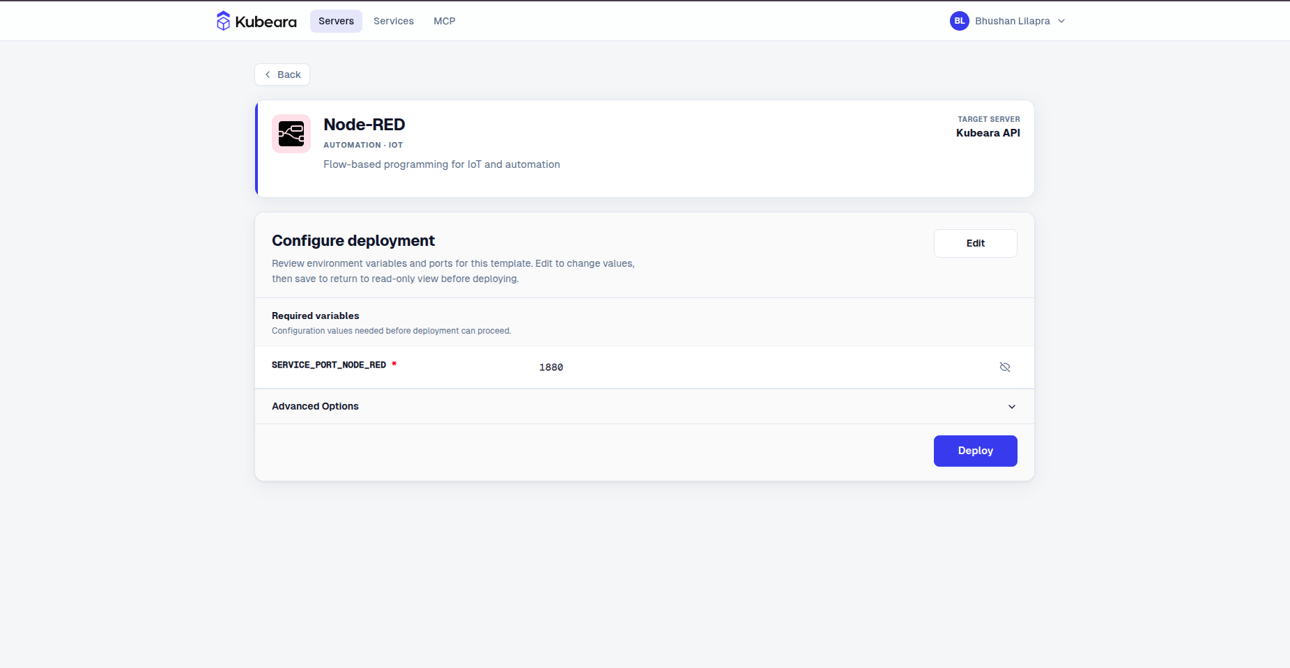 Node-RED auf Kubeara bereitgestellt