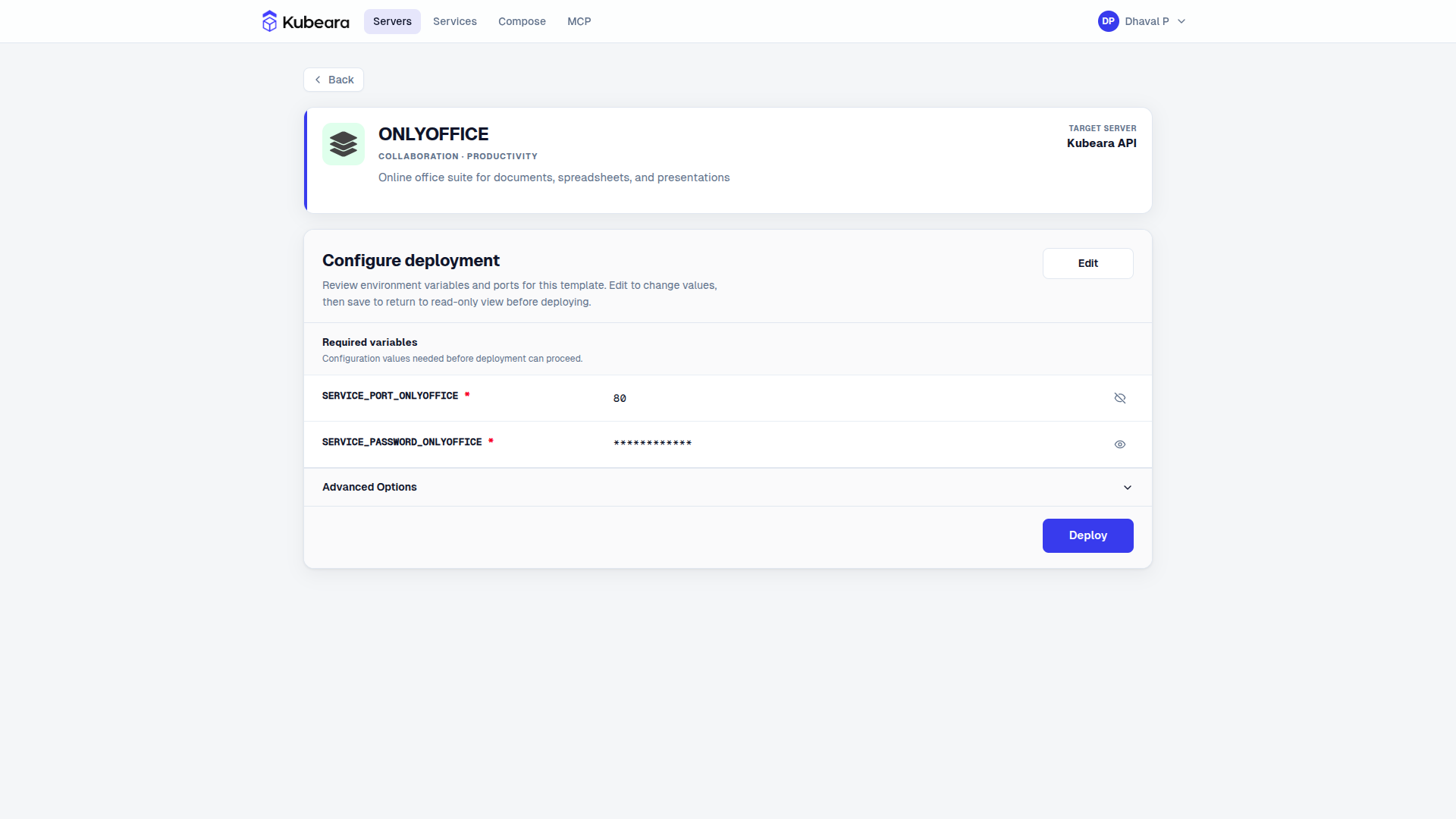 ONLYOFFICE environment configuration on Kubeara