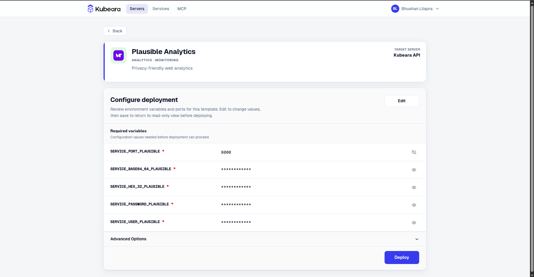 Plausible Analytics auf Kubeara bereitgestellt