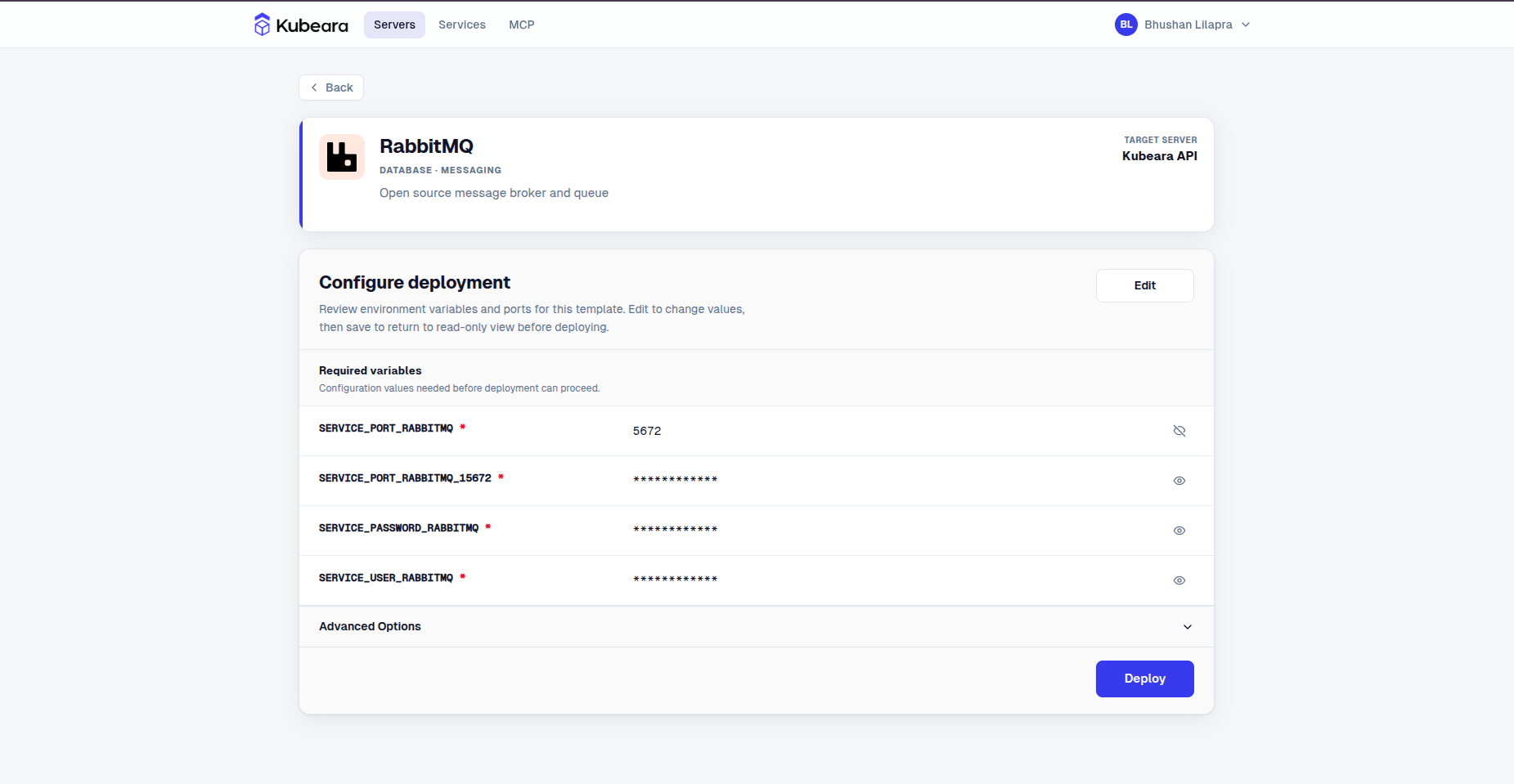 RabbitMQ auf Kubeara bereitgestellt