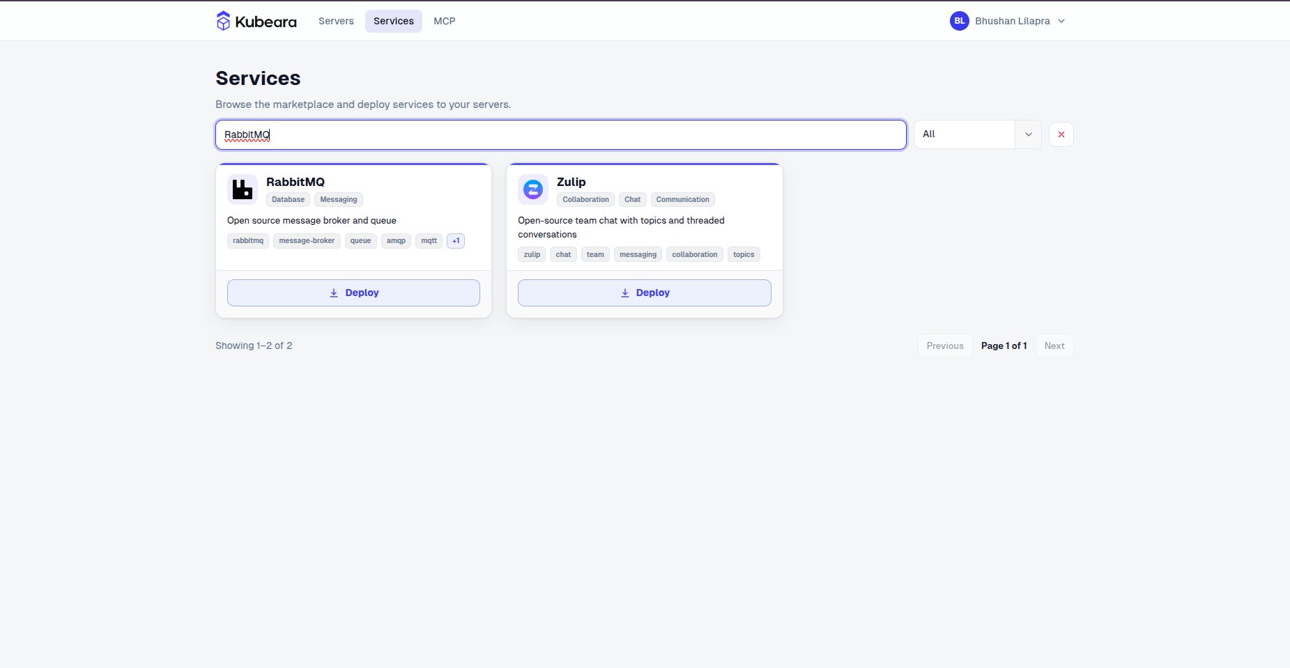 RabbitMQ auf Kubeara
